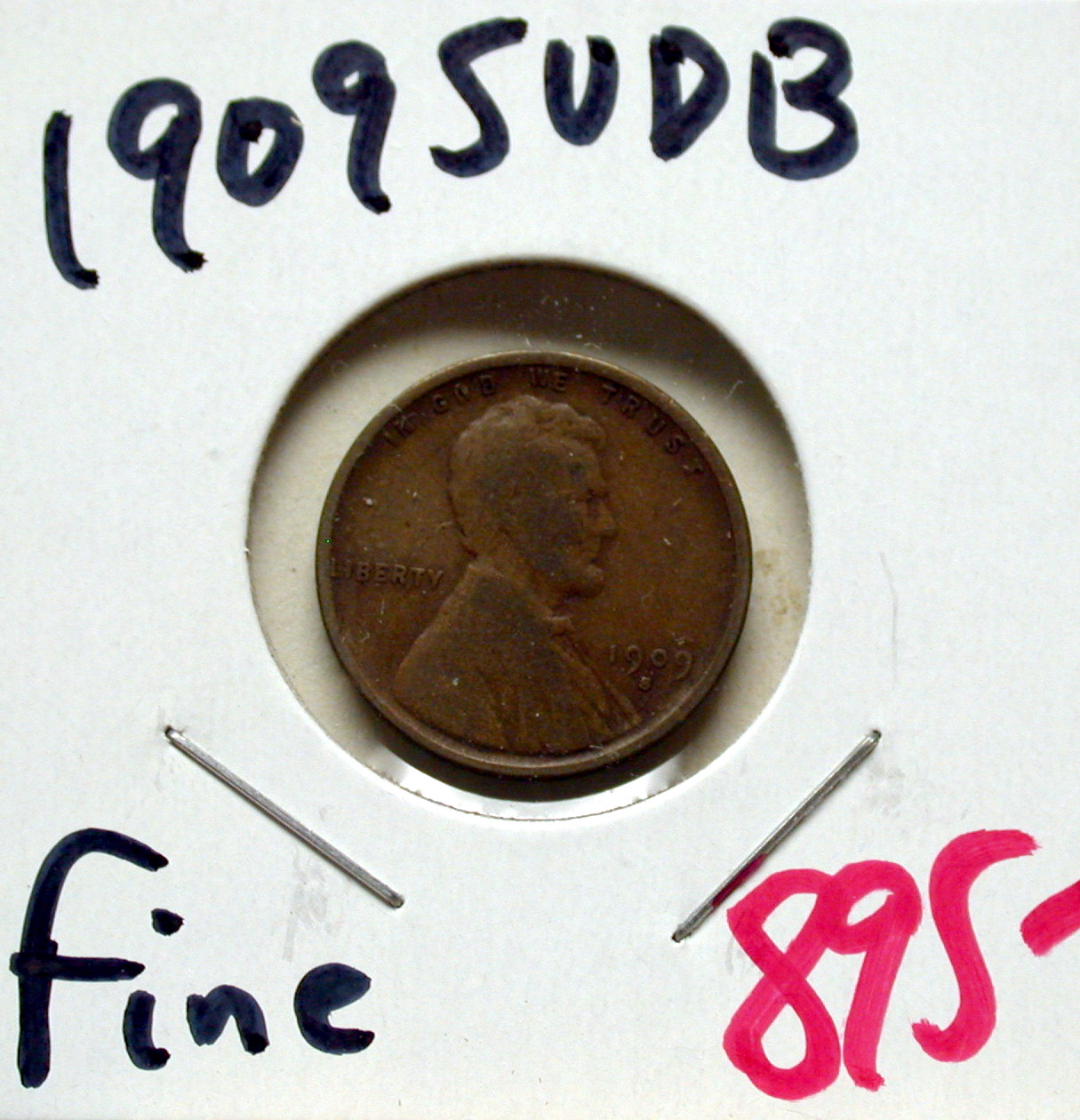 1909 S VDB Lincoln Cent in Fine! - Click Image to Close